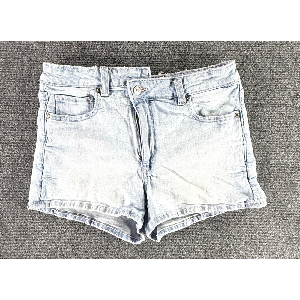 American Eagle Light Wash High‎ Waisted Mom Shorts Women Size 6 Stretch Denim
